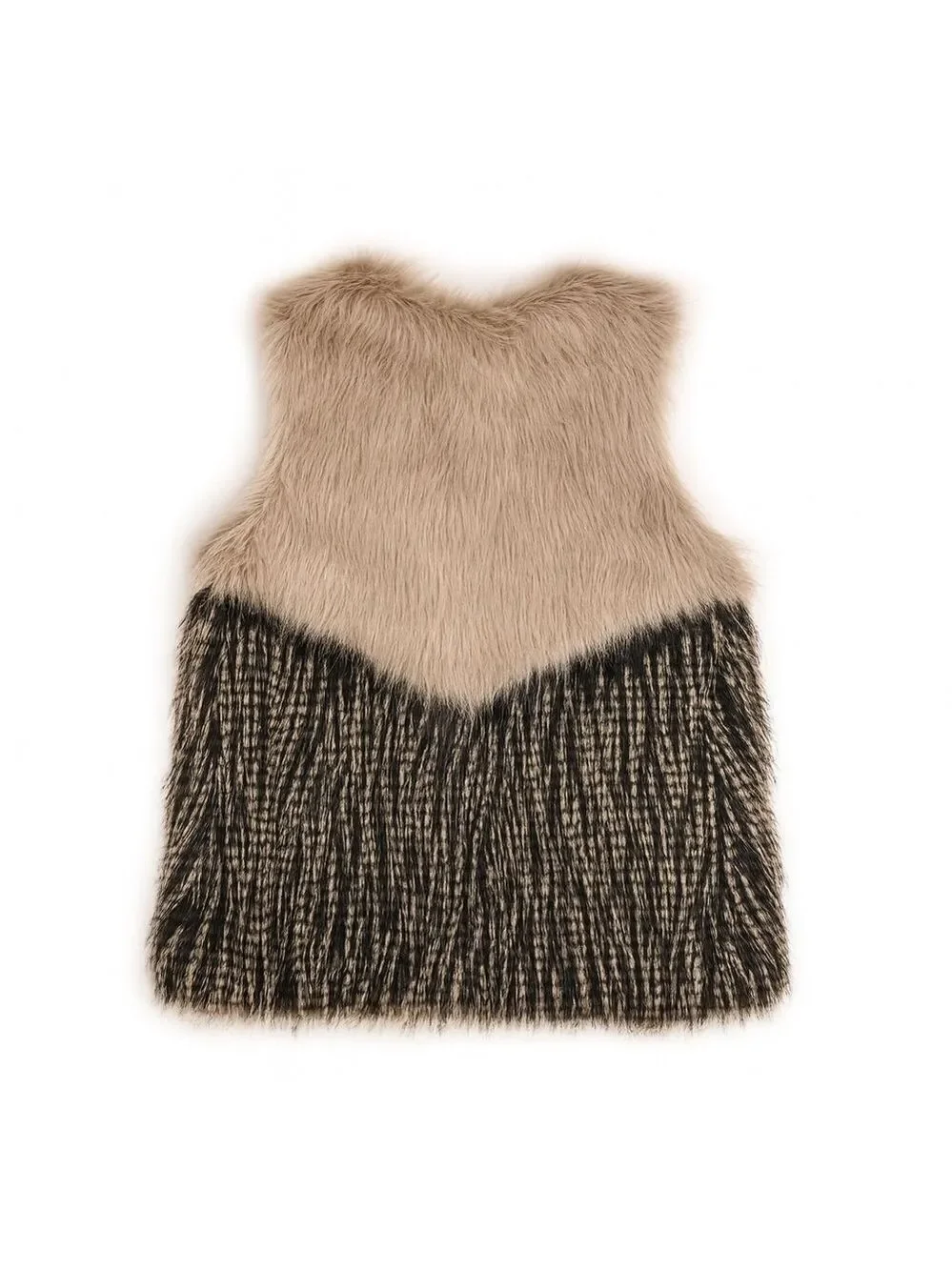 Faux Fur Vest in Grey Black Pockets Size Medium Chic Glam
